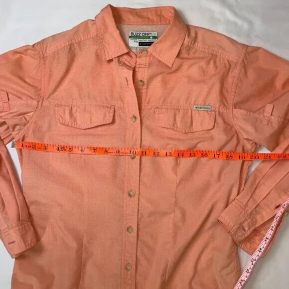 Exofficio Buzz Off Long Sleeve Button Down Shirt Size S Coral Hiking Camping - Picture 6 of 11